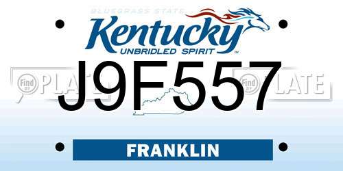 J9F557 Kentucky License Plate