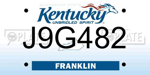 J9G482 Kentucky License Plate
