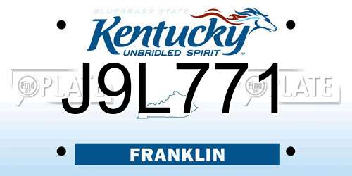 J9L771 Kentucky License Plate