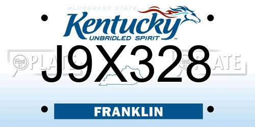 J9X328 Kentucky License Plate