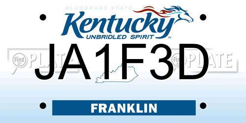 JA1F3D Kentucky License Plate