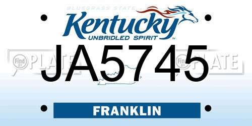 JA5745 Kentucky License Plate