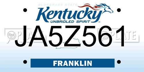 JA5Z561 Kentucky License Plate