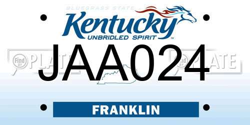 JAA024 Kentucky License Plate