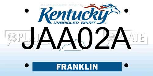 JAA02A Kentucky License Plate