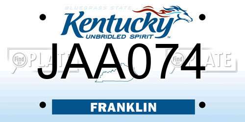 JAA074 Kentucky License Plate