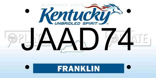 JAAD74 Kentucky License Plate