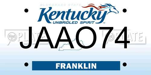 JAAO74 Kentucky License Plate