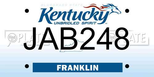 JAB248 Kentucky License Plate