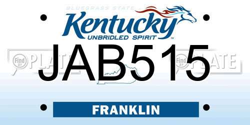 JAB515 Kentucky License Plate