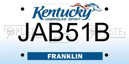 JAB51B Kentucky License Plate