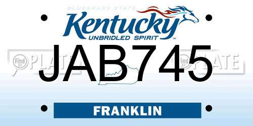 JAB745 Kentucky License Plate
