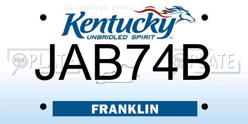 JAB74B Kentucky License Plate
