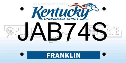 JAB74S Kentucky License Plate