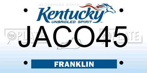 JACO45 Kentucky License Plate
