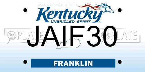 JAIF30 Kentucky License Plate