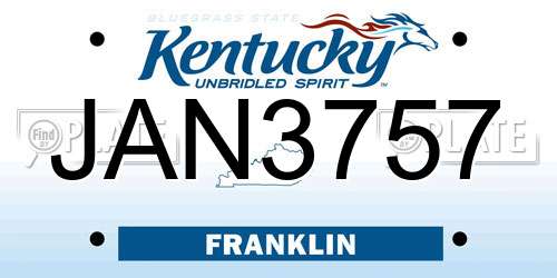 JAN3757 Kentucky License Plate