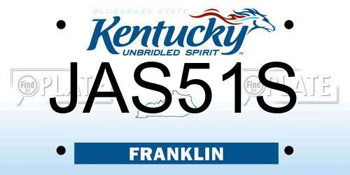 JAS51S Kentucky License Plate