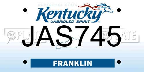 JAS745 Kentucky License Plate
