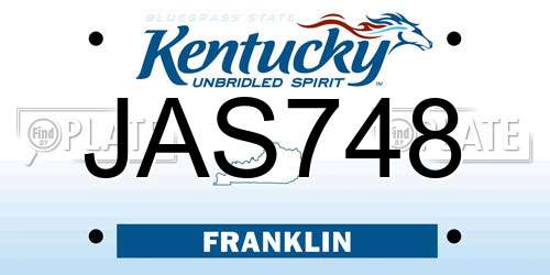 JAS748 Kentucky License Plate