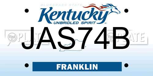 JAS74B Kentucky License Plate