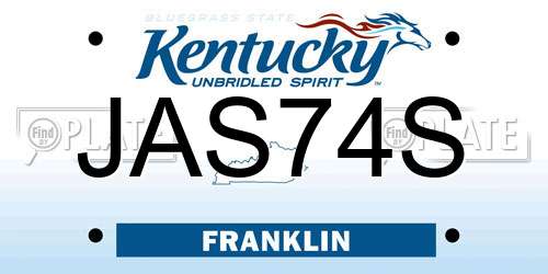 JAS74S Kentucky License Plate