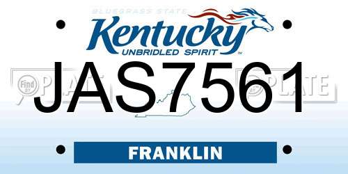 JAS7561 Kentucky License Plate