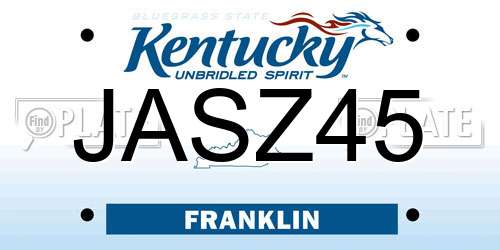 JASZ45 Kentucky License Plate