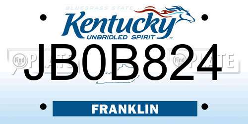 JB0B824 Kentucky License Plate