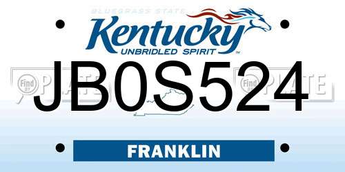 JB0S524 Kentucky License Plate