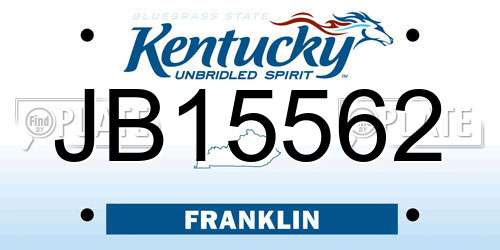 JB15562 Kentucky License Plate