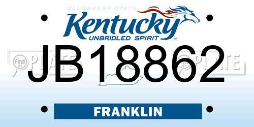 JB18862 Kentucky License Plate