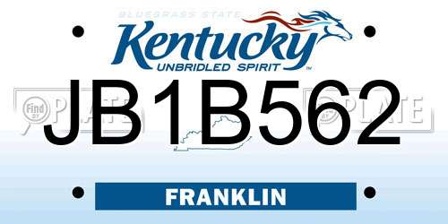 JB1B562 Kentucky License Plate