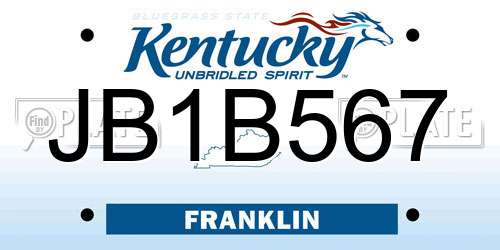 JB1B567 Kentucky License Plate