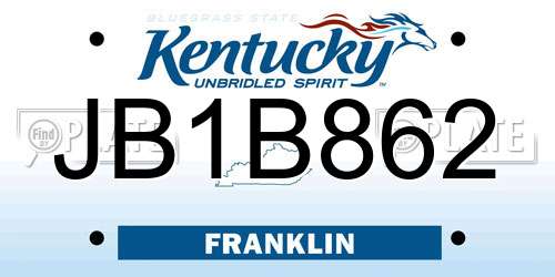 JB1B862 Kentucky License Plate