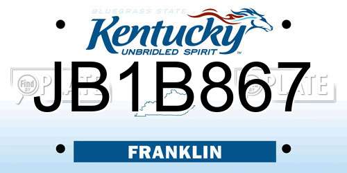 JB1B867 Kentucky License Plate