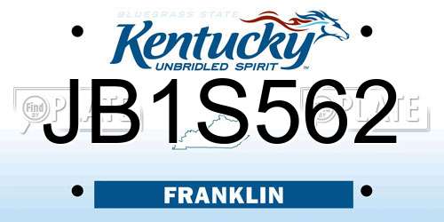 JB1S562 Kentucky License Plate