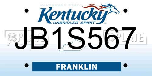 JB1S567 Kentucky License Plate