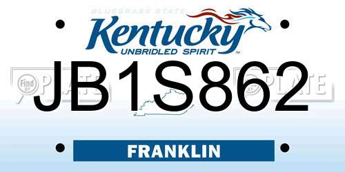 JB1S862 Kentucky License Plate