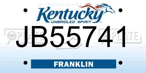 JB55741 Kentucky License Plate
