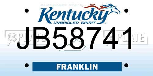 JB58741 Kentucky License Plate