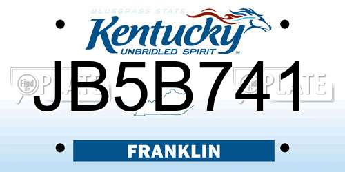 JB5B741 Kentucky License Plate