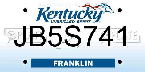 JB5S741 Kentucky License Plate