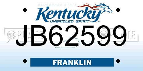 JB62599 Kentucky License Plate