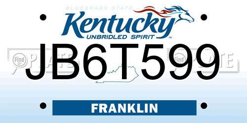 JB6T599 Kentucky License Plate