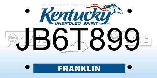 JB6T899 Kentucky License Plate