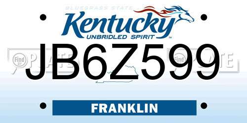 JB6Z599 Kentucky License Plate