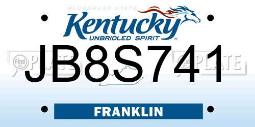 JB8S741 Kentucky License Plate