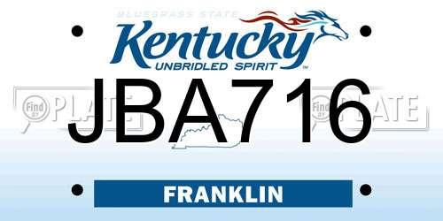 JBA716 Kentucky License Plate