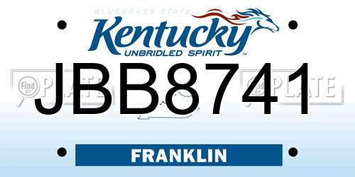 JBB8741 Kentucky License Plate